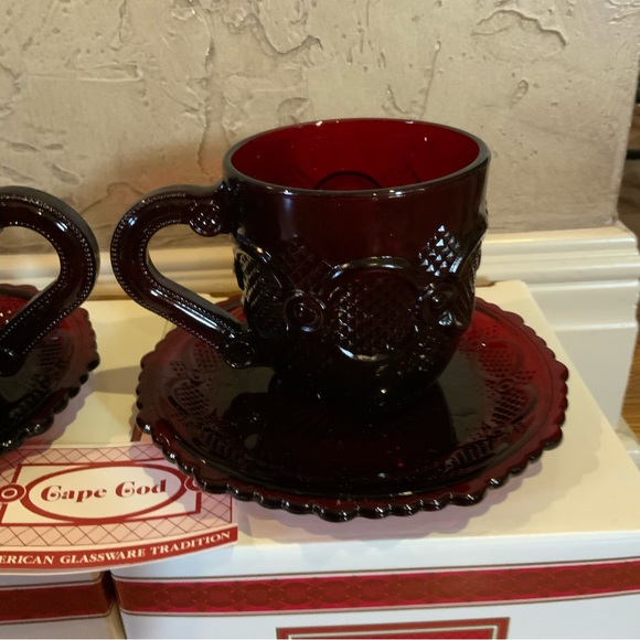 Cape Cod Cup and Saucer Ruby Red Set of 2 NOS #M - Picture 3 of 8